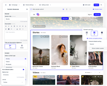 Content showcase sections